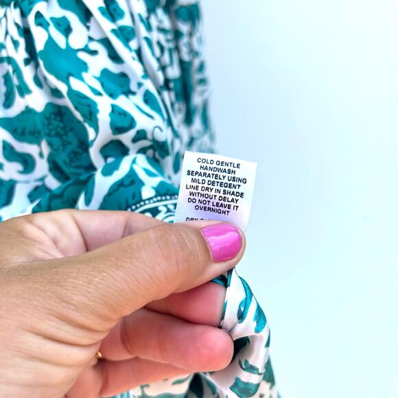 Natalie Martin Briana Maxi Silk Dress Long Geranium Jade Turquoise XS Small - Picture 9 of 10